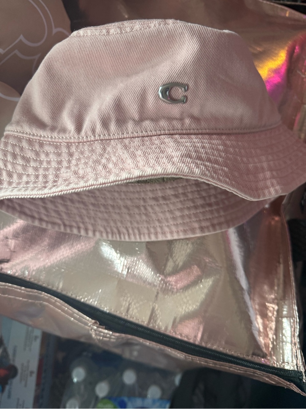 Coach Pink Canvas Bucket Hat with Signature Monogram Trim Never Worn - Picture 3 of 5